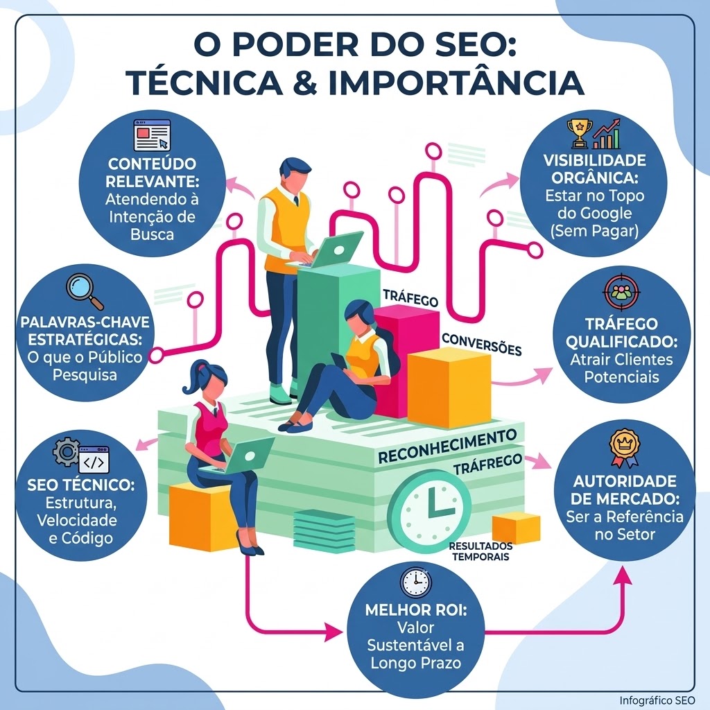 SEO técnico, conteúdo e autoridade